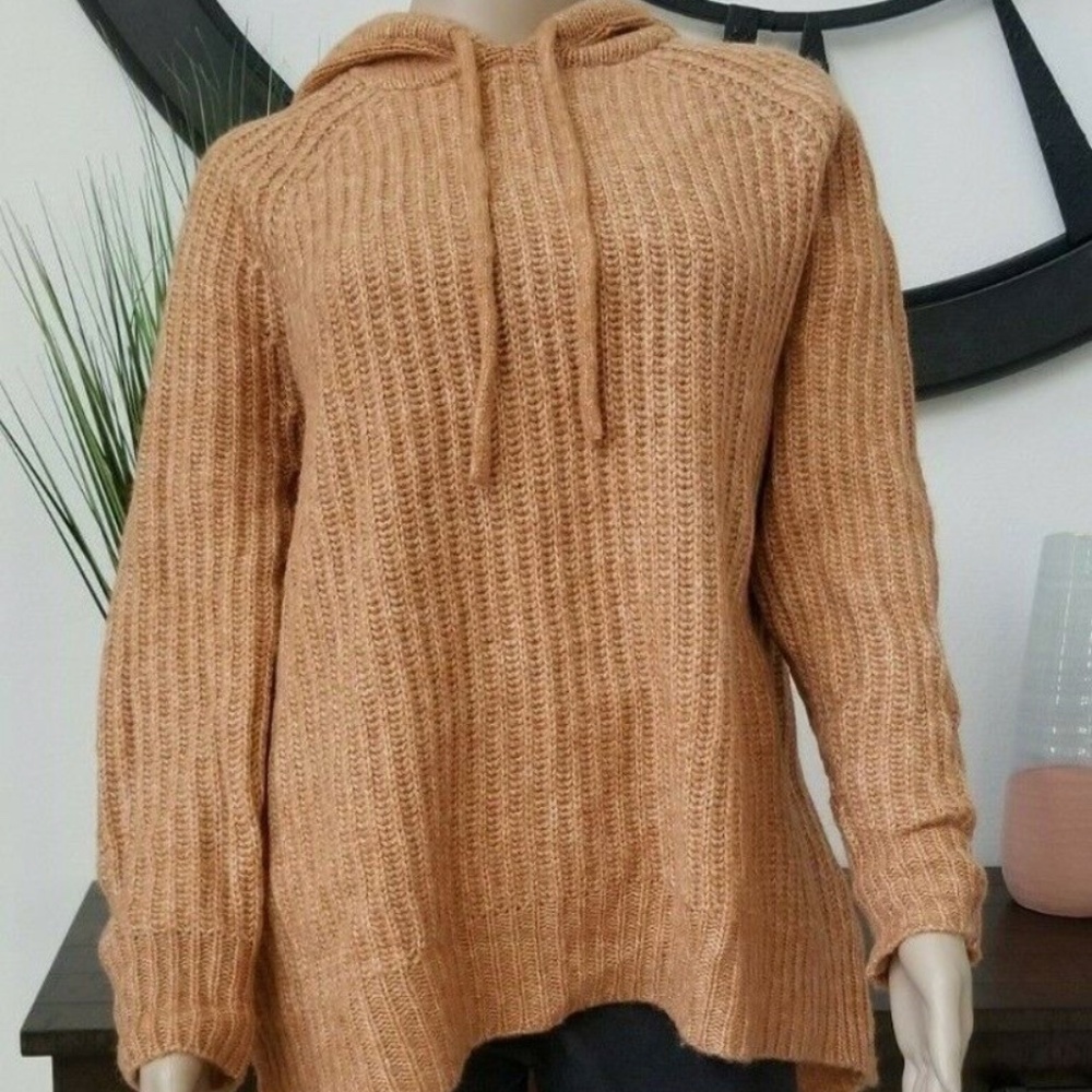 American Eagle Women's Peach Knit Hood Sweater